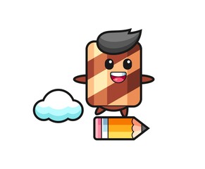 Cartoon character of wafer roll holding watering can