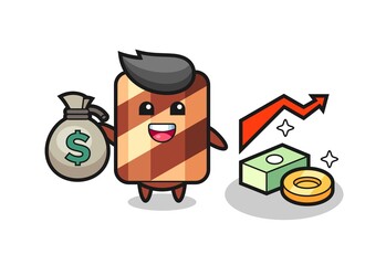 Cartoon character of wafer roll as a builder