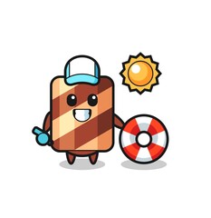 Fototapeta premium Mascot character of wafer roll as a scientist