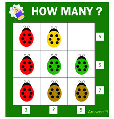 Kids and adult mathematical game. Logical thinking training. Puzzle game. Vector illustration 