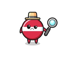 Fototapeta premium the mascot of cute latvia flag badge as a detective