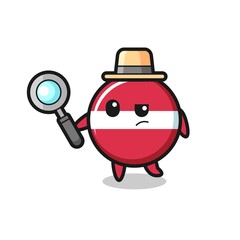 latvia flag badge detective character is analyzing a case