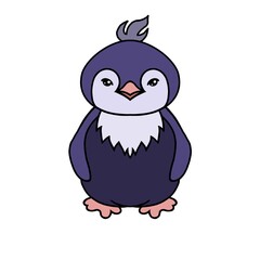 A colorful cartoon single-standing black and white penguin on a white background. Label, Brochure, Booklet, Flyer, Cover, Poster, Banner, Packaging, Presentation, Printing, Advertising