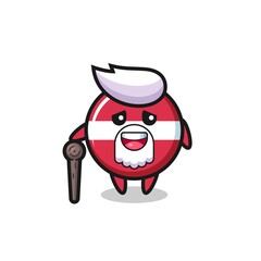 Obraz premium cute latvia flag badge grandpa is holding a stick