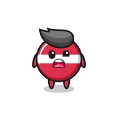 the shocked face of the cute latvia flag badge mascot