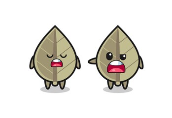 illustration of the argue between two cute dried leaf characters