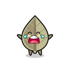 the illustration of crying dried leaf cute baby