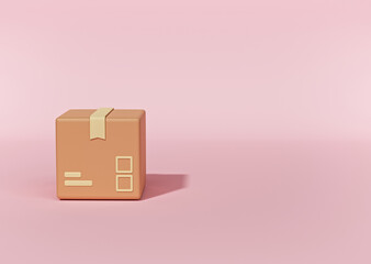 cartoon style cardboard box or delivery package isolated. minimal icon. 3d rendering