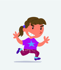 cartoon character of little girl on jeans running very pleasedcartoon character of little girl on jeans running very pleased