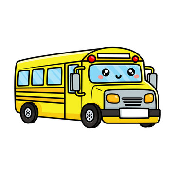 cute happy yellow bus character