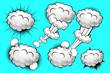 Set of comics explosion vector illustration