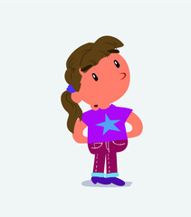  cartoon character of little girl on jeans doubting