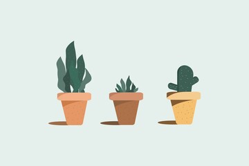 Fototapeta premium Three of garden potted plants vector.