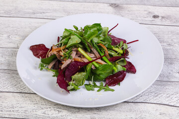 Mix salad with meat and asparagus