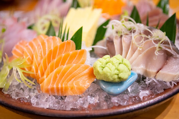 Sashimi, raw fish in traditional Japanese