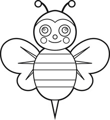 Cartoon bee. Coloring page. Illustration for children. Cute and funny cartoon characters.