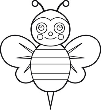 Cartoon bee. Coloring page. Illustration for children. Cute and funny cartoon characters.