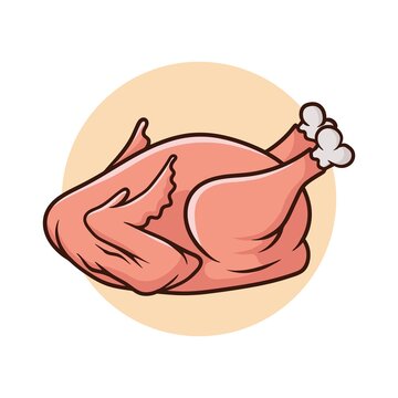 Vector chicken carcass on the cutting board isolated on white background