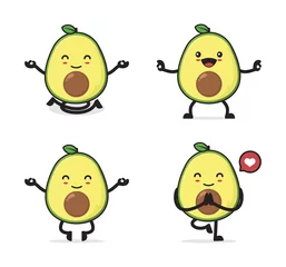 Fotobehang avocado cartoon character © yoongart