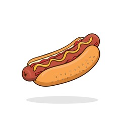 Hotdog. Vector isolated flat illustration fast food for poster, menus, brochure, web and icon fastfood.
