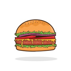 hamburger. Vector isolated flat illustration fast food for poster, menus, brochure, web and icon fastfood. junk food