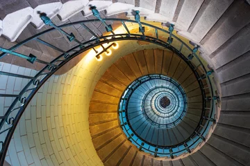 Foto op Plexiglas Spiral staircase inside the Eckmuhl lighthouse © Willy Mobilo