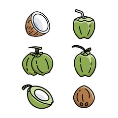 natural coconut icon, logo coconut, coconut flat illustration