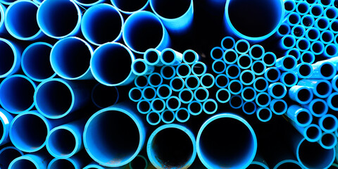 close up of blue water pipe stack - obrazy, fototapety, plakaty