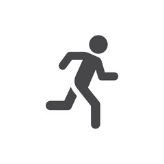 Fototapeta na wymiar Running man black vector icon. Simple person on a run symbol.