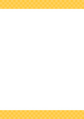 金色の和柄地紋「市松模様」帯入り白背景：和モダンテイストの日本の伝統な文様 - A4比率