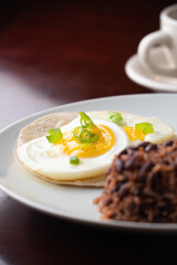 fried egg breakfast with onion