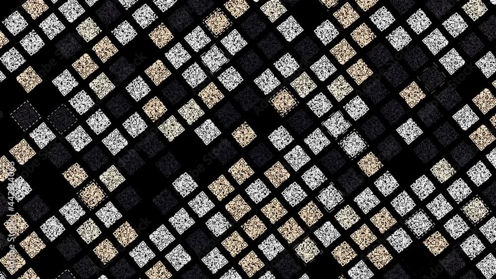 Aufkleber abstract diagonal rows of same size qr codes moving down slowly, seamless loop. animation. modern te