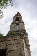 an old ruined Orthodox bell tower