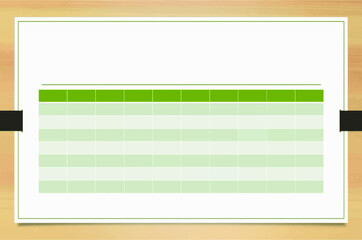 colored table in a frame on a sheet of paper
