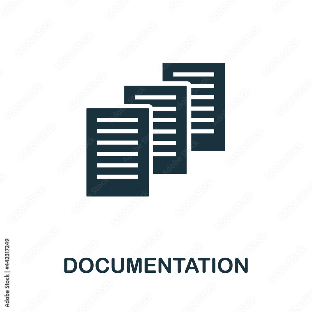 Poster documentation icon. simple creative element. filled monochrome documentation icon for templates, inf