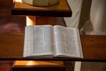 Opened bible in a church