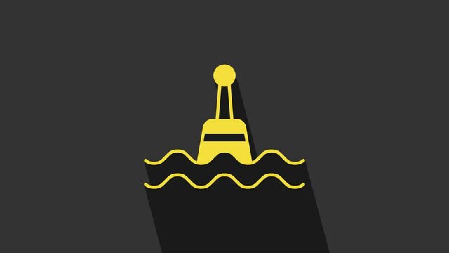 Yellow Floating buoy on the sea icon isolated on grey background. 4K Video motion graphic animation