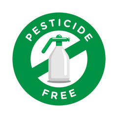 Pesticide free round badge vector icon design, natural organic, bio