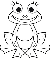Cartoon frog. Coloring page. Illustration for children. Cute and funny cartoon characters. Coloring book for small children.
