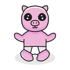 baby pig cartoon wearing diapers. illustration for t shirt, poster, logo, sticker, or apparel merchandise.