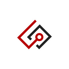 Creative Minimalist Alphabet Initial Letter Mark Monogram Circuit Technology Logo GD G D Editable in Vector Format