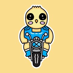 kawaii chicks ride a bike doodle cartoon for t-shirt