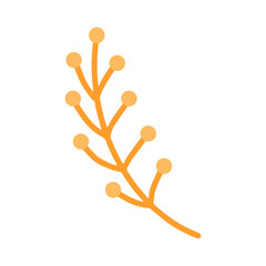 A sprig with yellow berries . Vector illustration