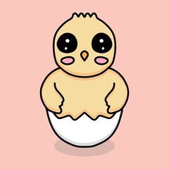 Fototapeta premium kawaii born chicks design vector with cartoon style 