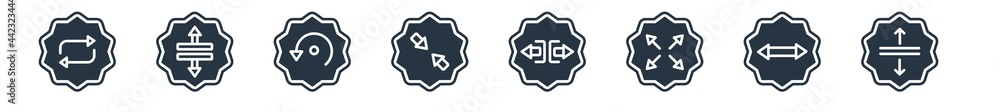 Poster arrows filled icons. glyph vector icons such as vertical resize, horizontal arrows, expad arrows, ho