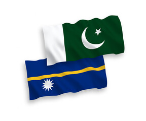 Flags of Republic of Nauru and Pakistan on a white background