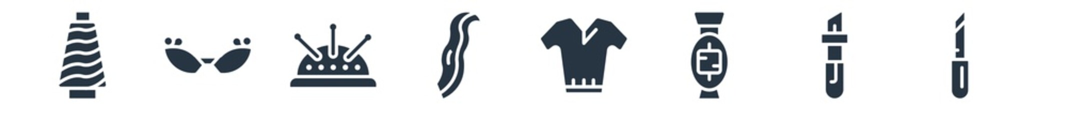 woman clothing filled icons. glyph vector icons such as eyes makeup pencils?, makeup?, bottle?, clothes?, female with long hair?, needle case?, childish eyeglasses? sign isolated on white