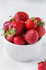  fresh strawberries in a bowl, hight key