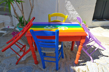 image from a narrow alley of a Greek island.