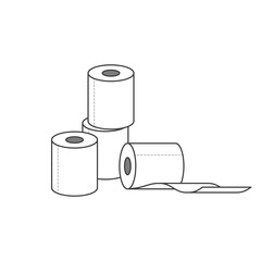 Group of toilet paper rolls isolated on white background. Vector illustration